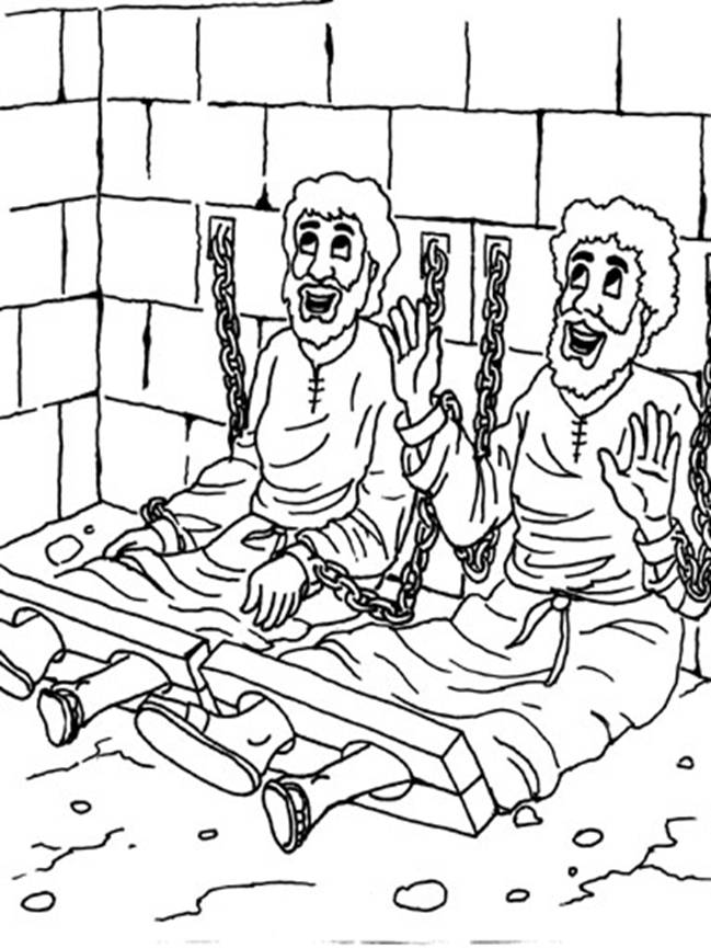 paul and silas in jail coloring page