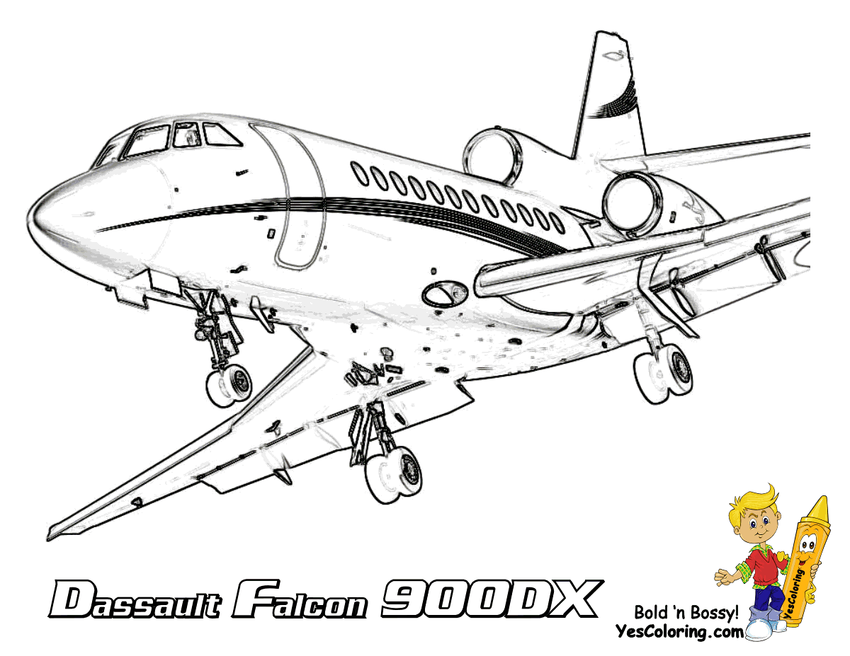 Bold Bossy Airplane Coloring Page | YESCOLORING | Free | Airplanes ...