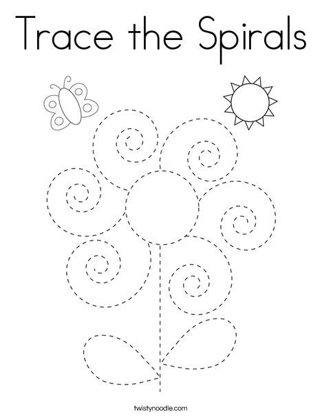 Trace the Spirals Coloring Page - Twisty Noodle