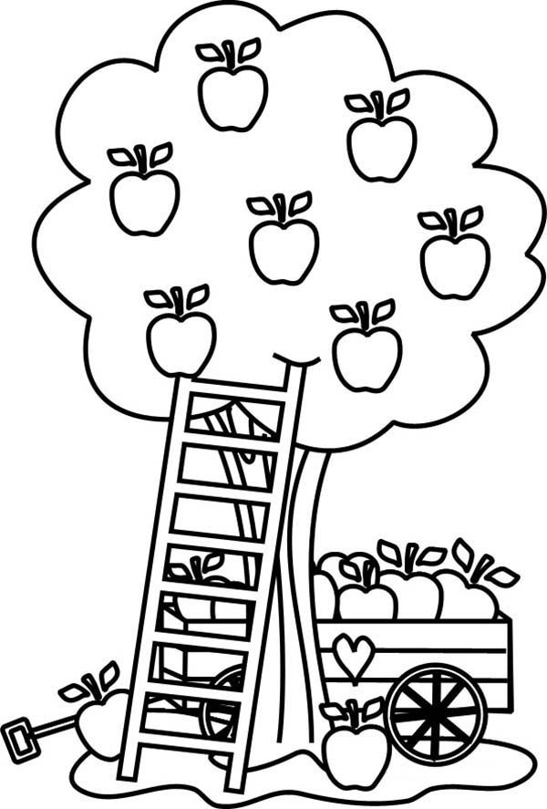 carriage under an apple tree coloring page | kids play color Fall ...