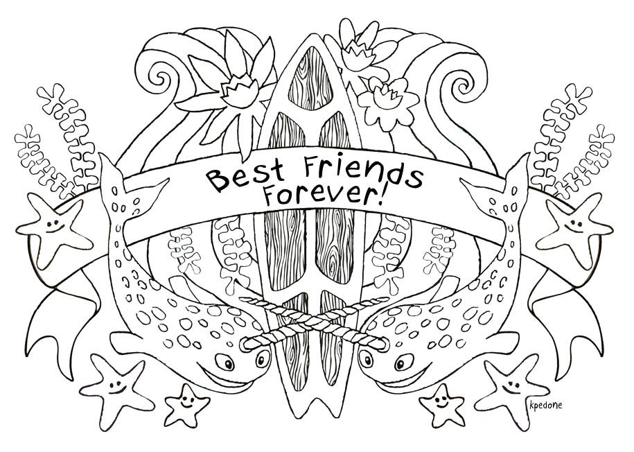 Best Friend Coloring - Coloring Pages for Kids and for Adults