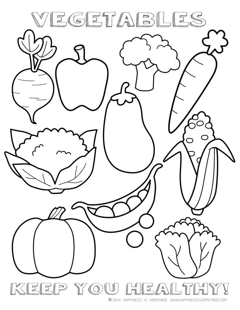 Healthy Vegetables Coloring Page Sheet