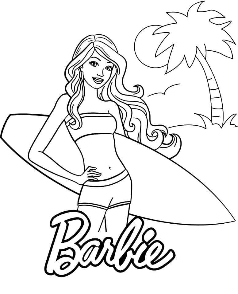 Barbie on Vacation Coloring Page - Free Printable Coloring Pages for Kids