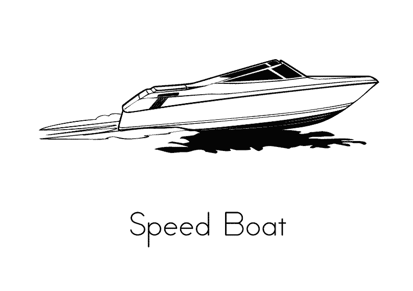 Speed Boat - Coloring Pages for Kids and for Adults