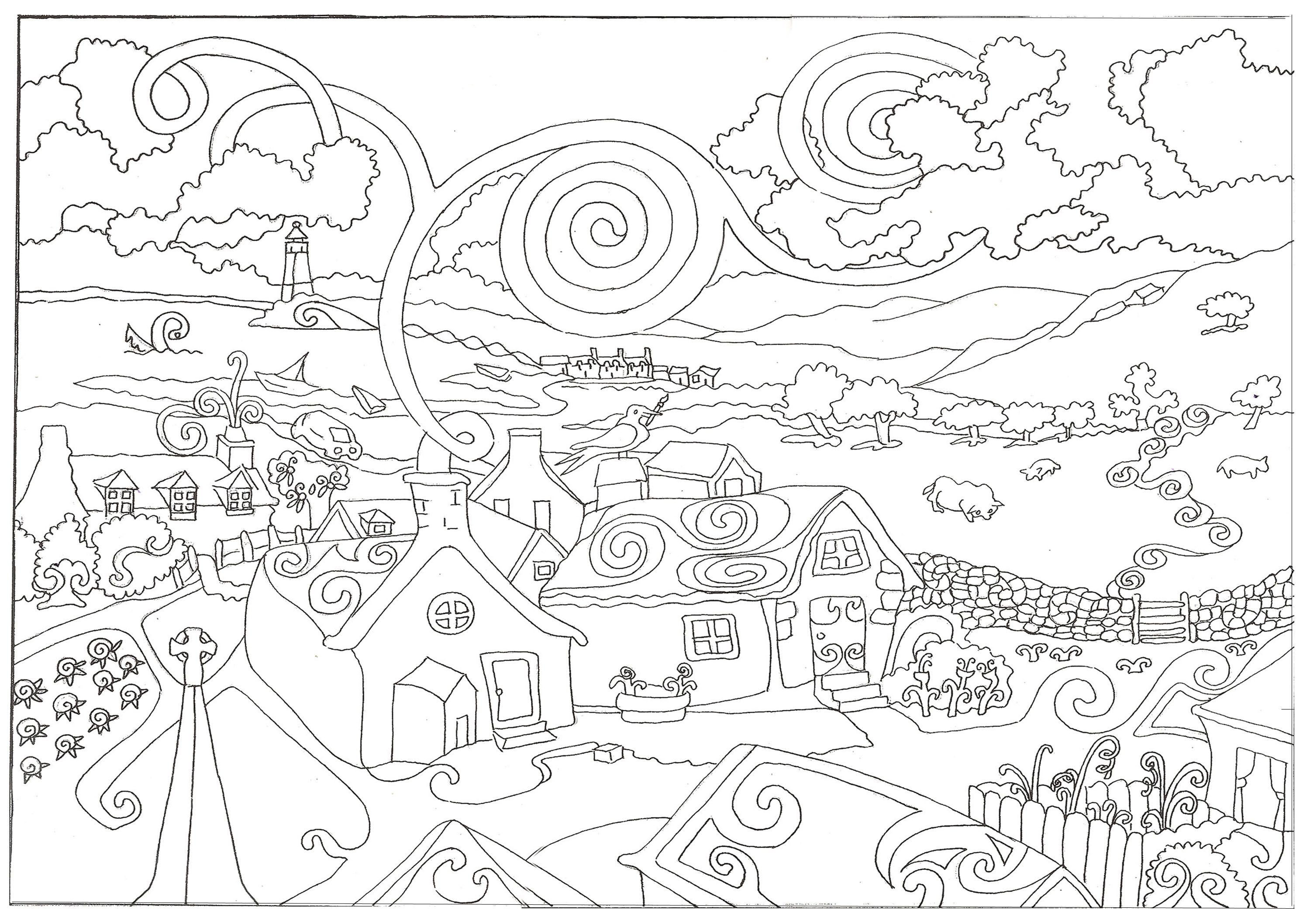 Challenging Printable - Coloring Pages for Kids and for Adults