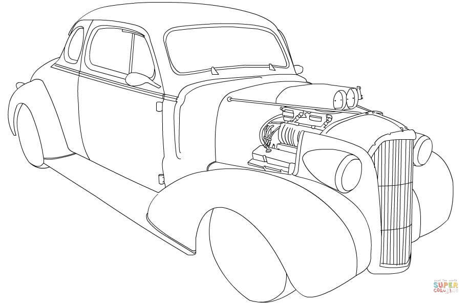 Chevy Coupe Hot Rod coloring page | Free Printable Coloring Pages