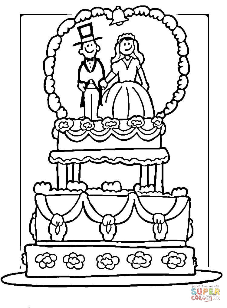 Printable Wedding Coloring Pages Kids Home Print Disney Princess Cake