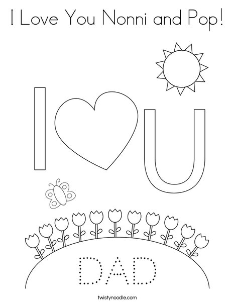 I Love You Nonni and Pop Coloring Page - Twisty Noodle
