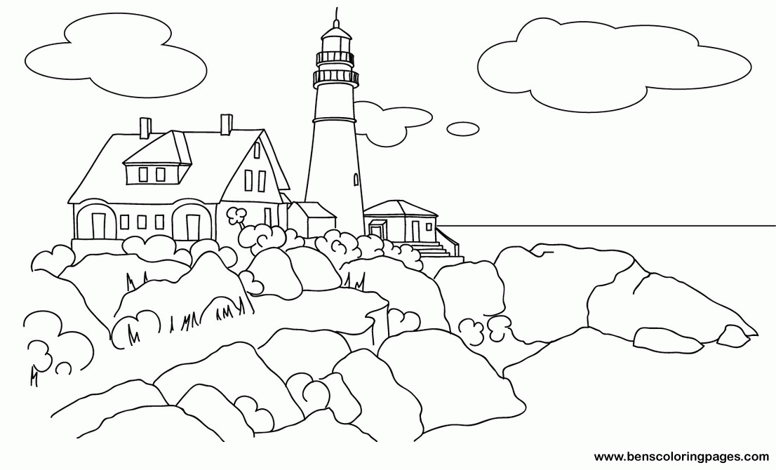 Realistic Lighthouse Coloring Pages Coloring Home