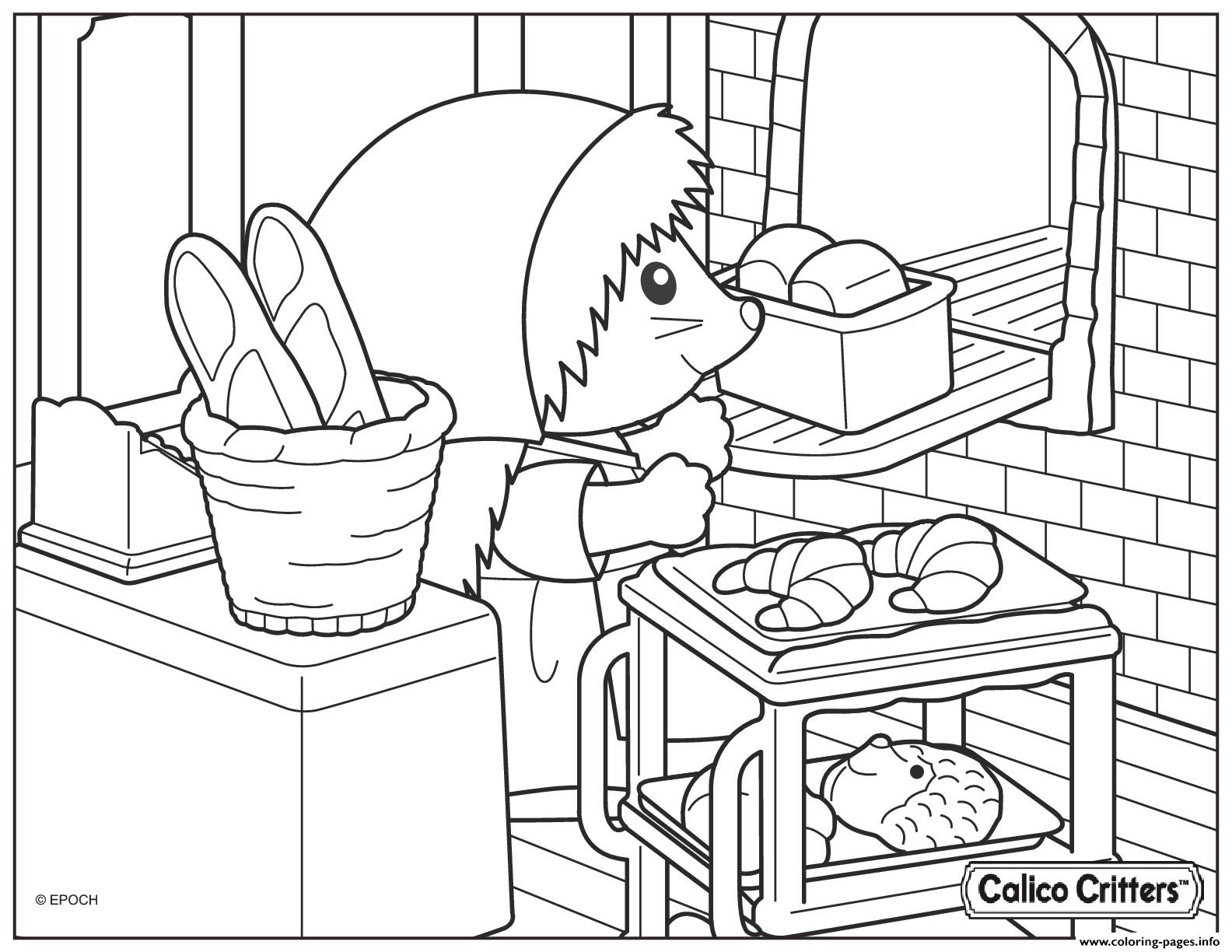 Calico Critters Cooking Croissant Bread Coloring Pages Printable