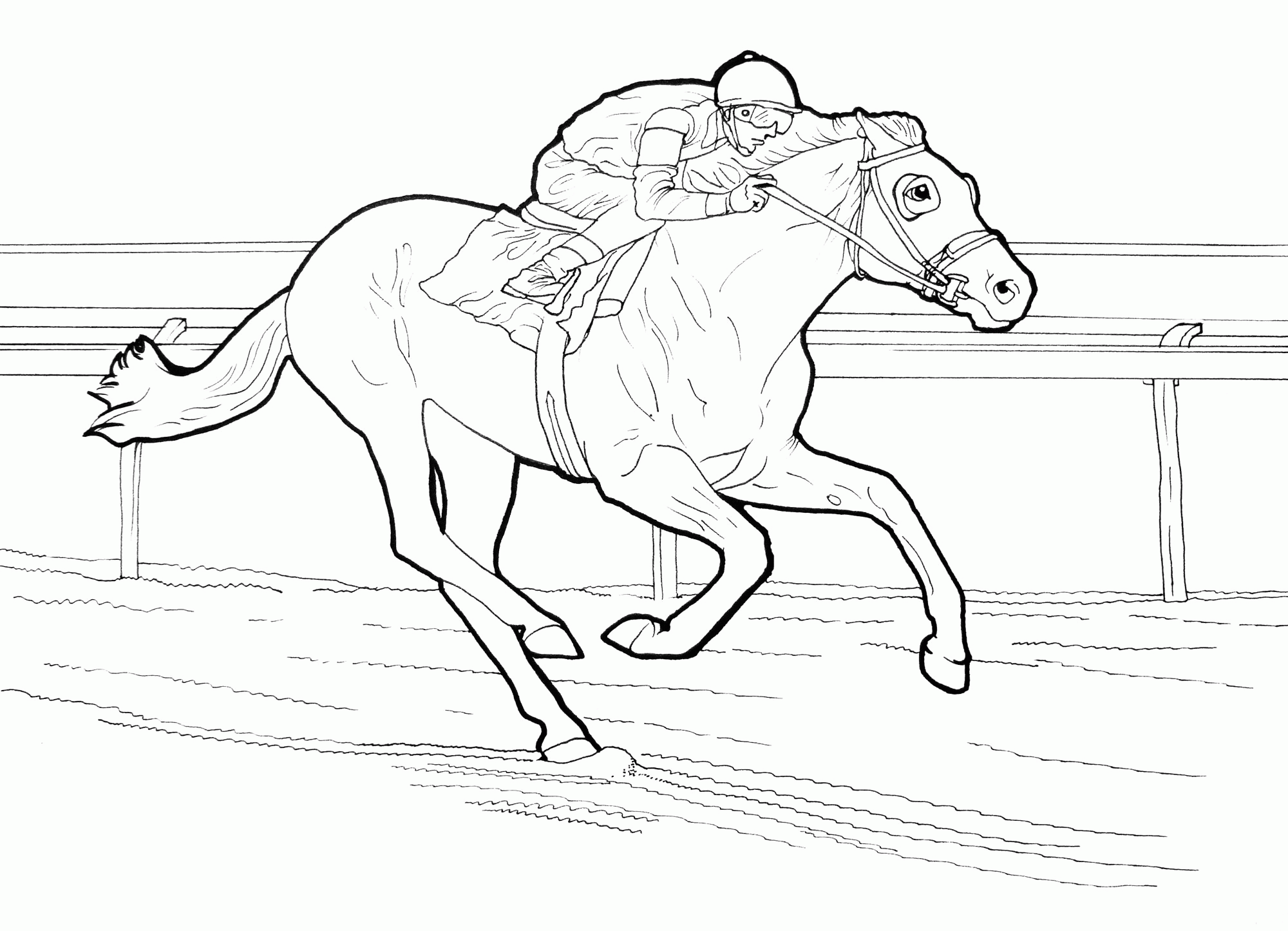 Horse Racing Printable Coloring Page - Coloring