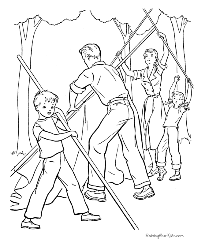 children camping Colouring Pages