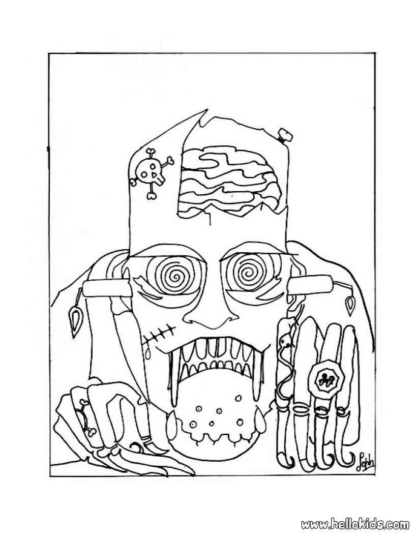 HALLOWEEN MONSTERS coloring pages - Scary Frankenstein
