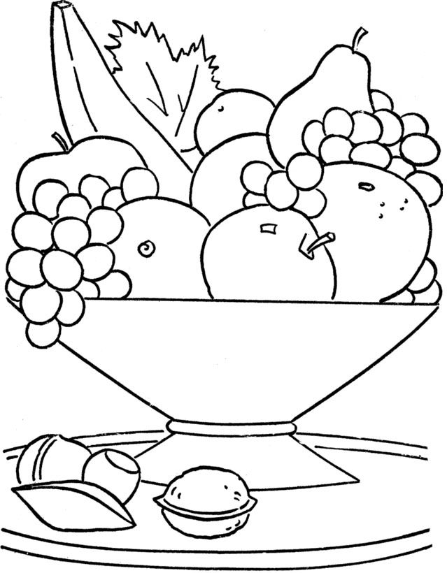 Fruit Basket Coloring Page - AZ Coloring Pages | Fruit coloring ...