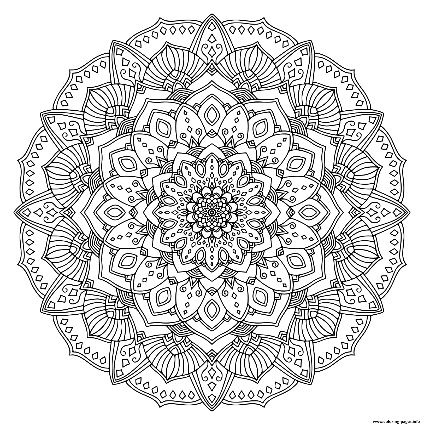 Intricate Coloring Pages Black Mandala Printable Picture ...