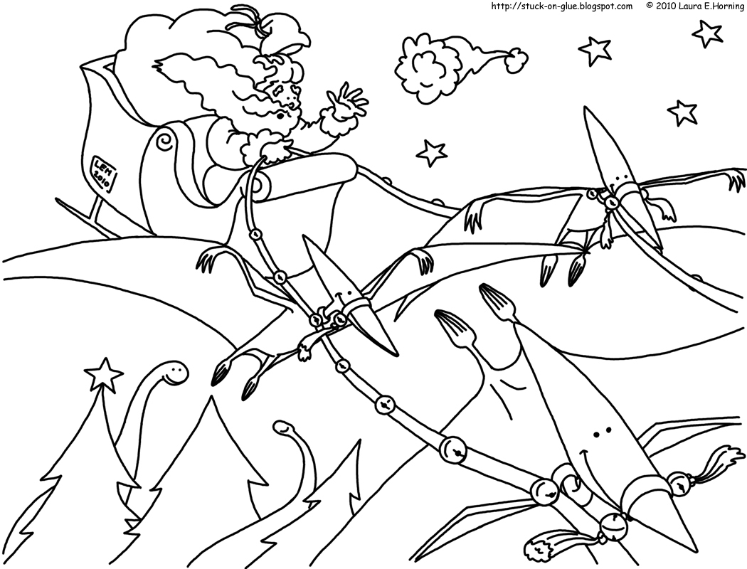 Coloring Pages: Dinosaur Christmas
