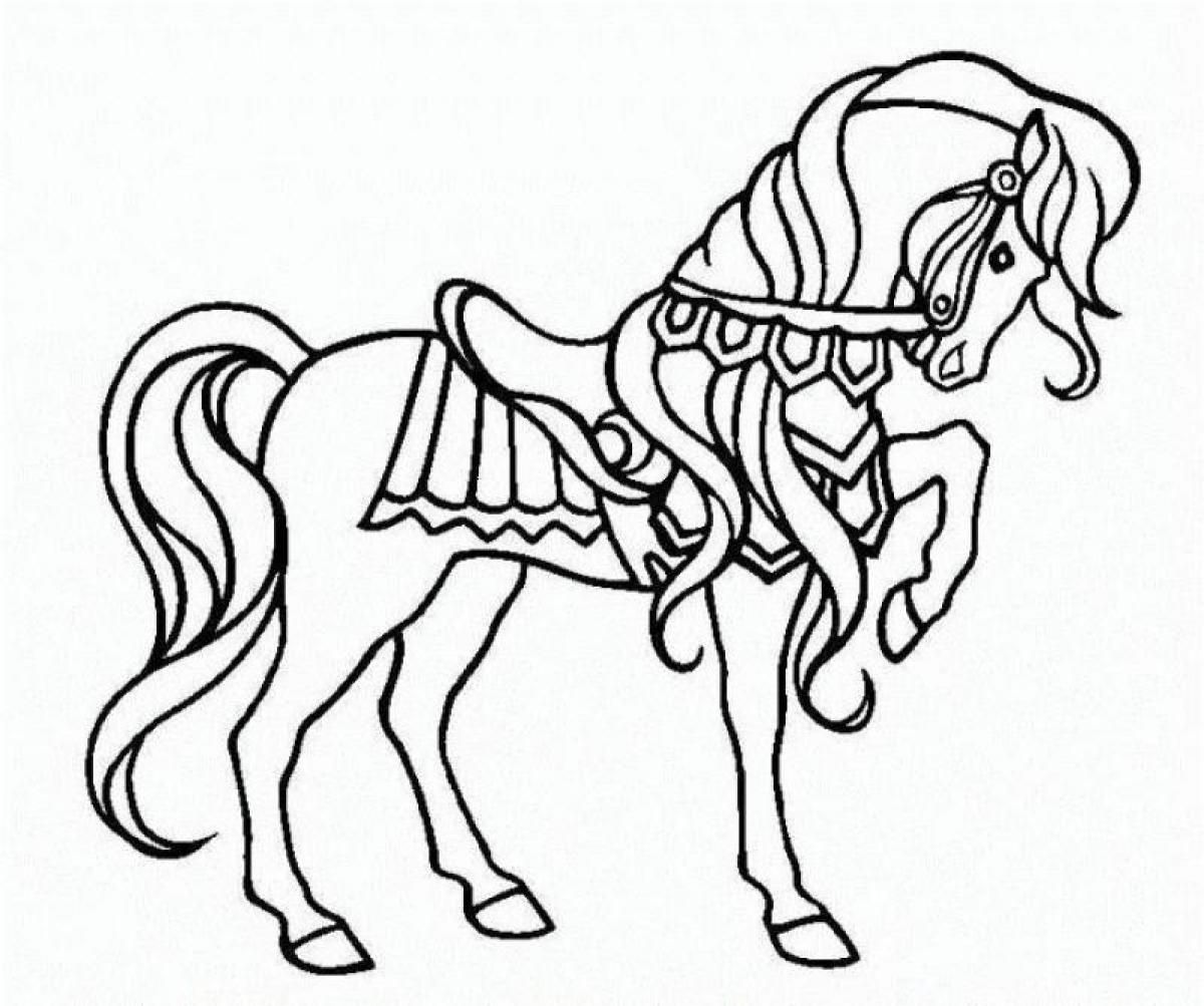 Cartoon Barbie Horse Coloring Pages for Adult