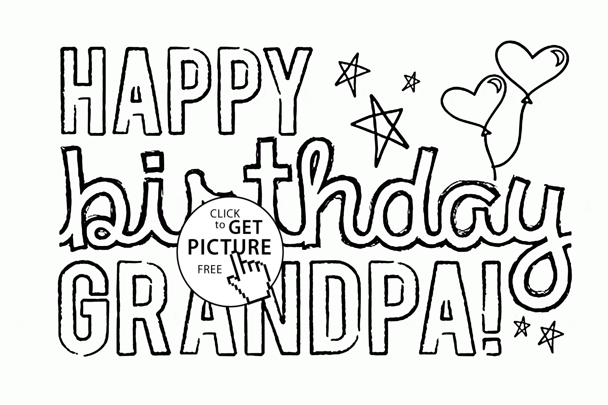 Happy Birthday Grandpa Coloring Page For Kids, Holiday Coloring