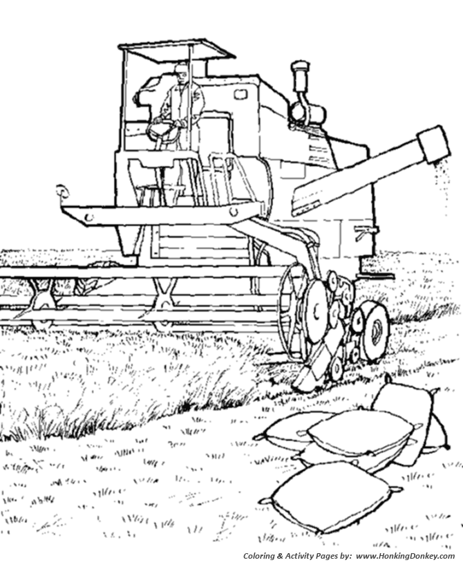 Farm Equipment Coloring Pages | Printable Harvester machine ...