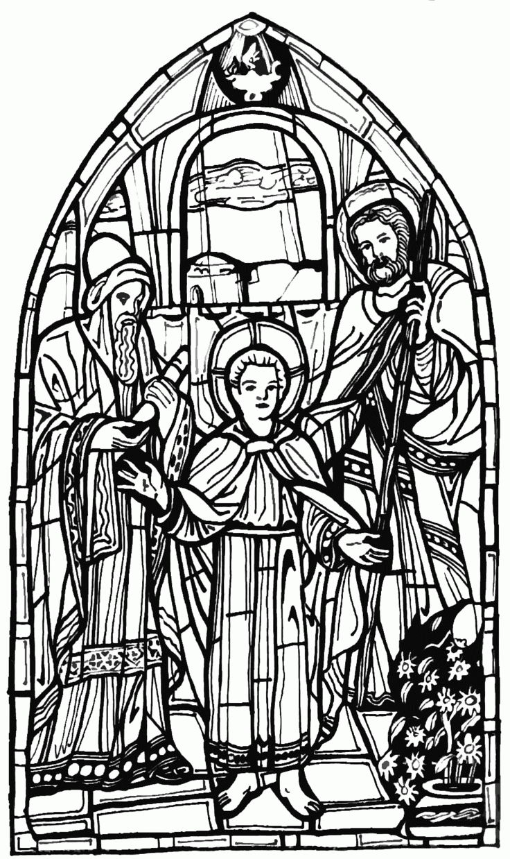 free coloring page of stained glass medieval vitrail ...
