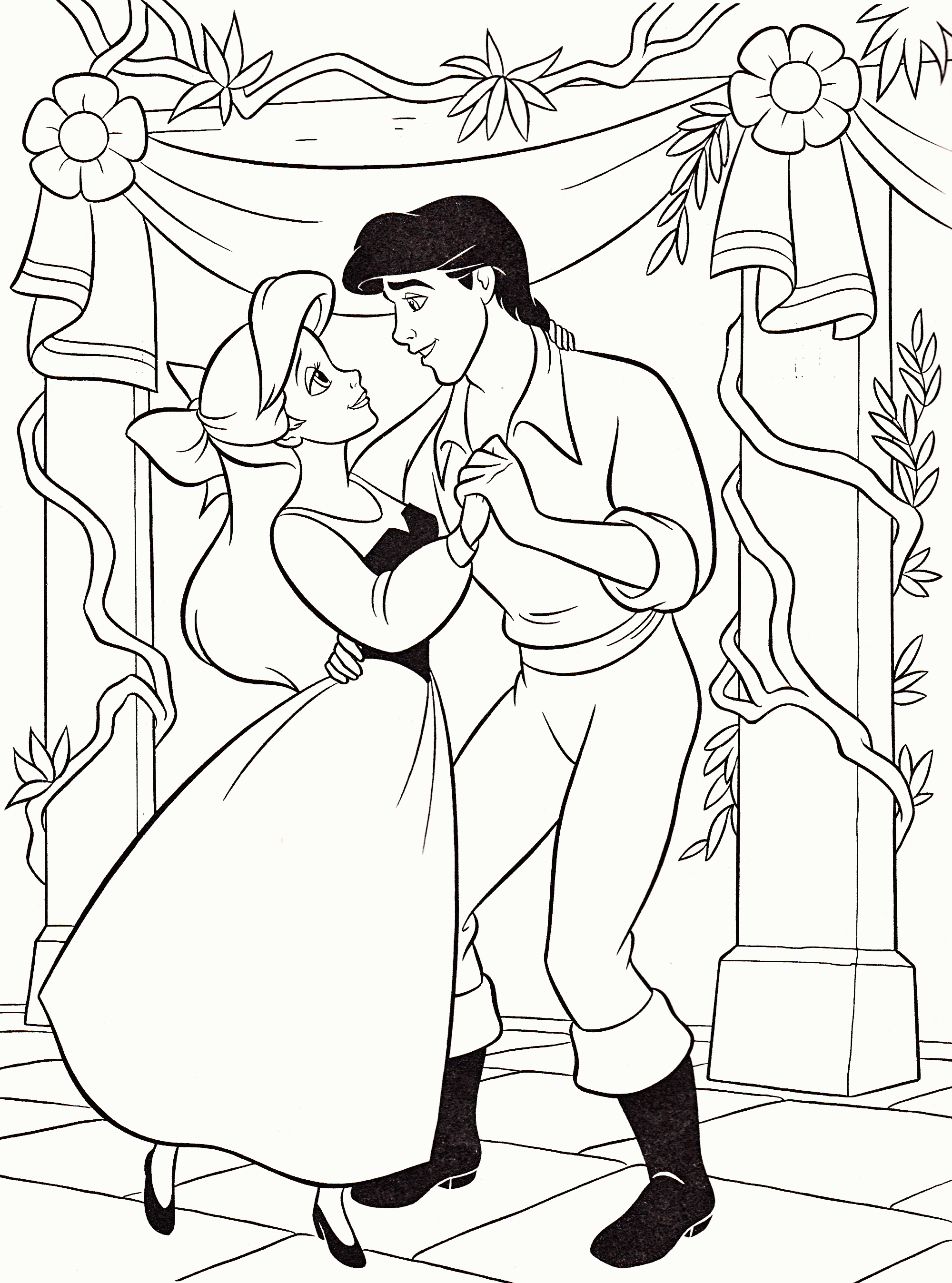 Disney Princess Coloring Pages Ariel In A Dress - Coloring Home