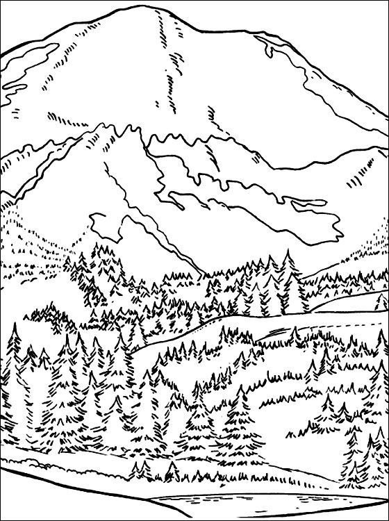 Mountains - Coloring Pages for Kids and for Adults