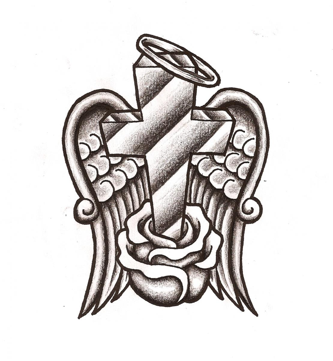 Coloring Pages Cross With Angel Wings - Coloring Pages For All Ages