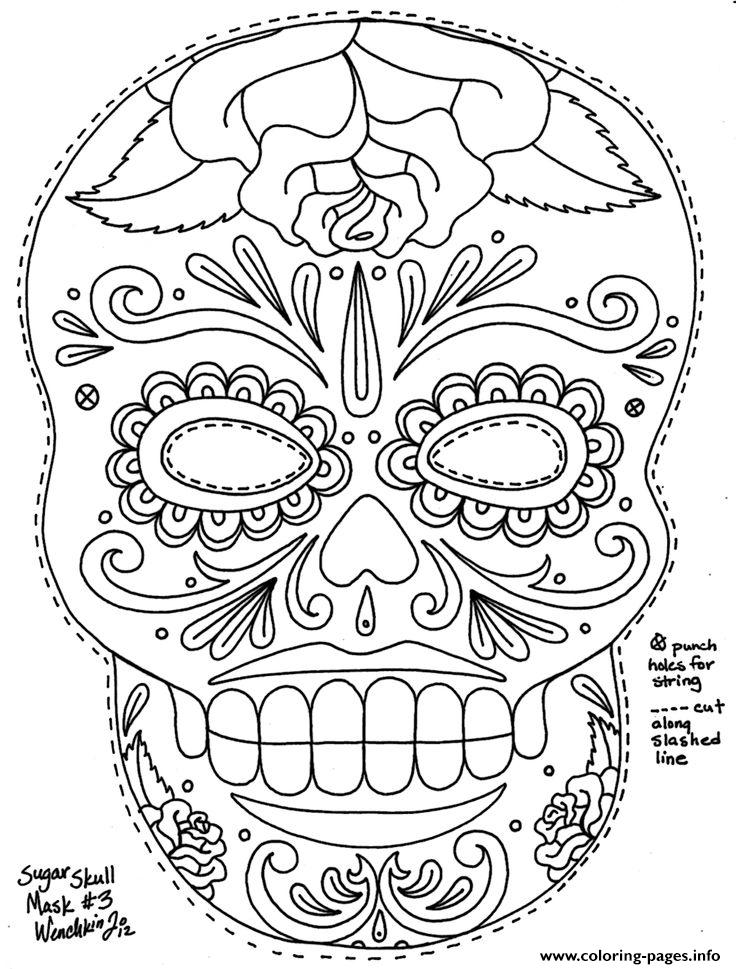Print simple sugar skull hd adult Coloring pages