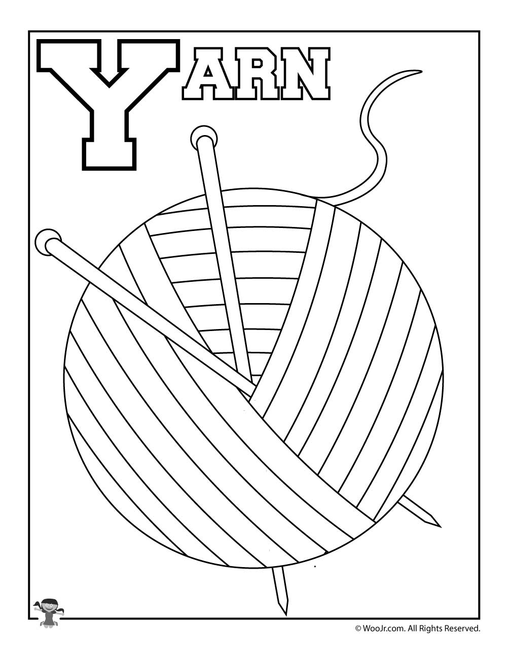 Y is for Yarn Coloring Page | Woo! Jr. Kids Activities
