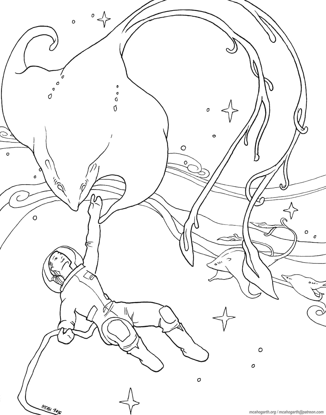 Space Ray Migration Coloring Page - Etsy
