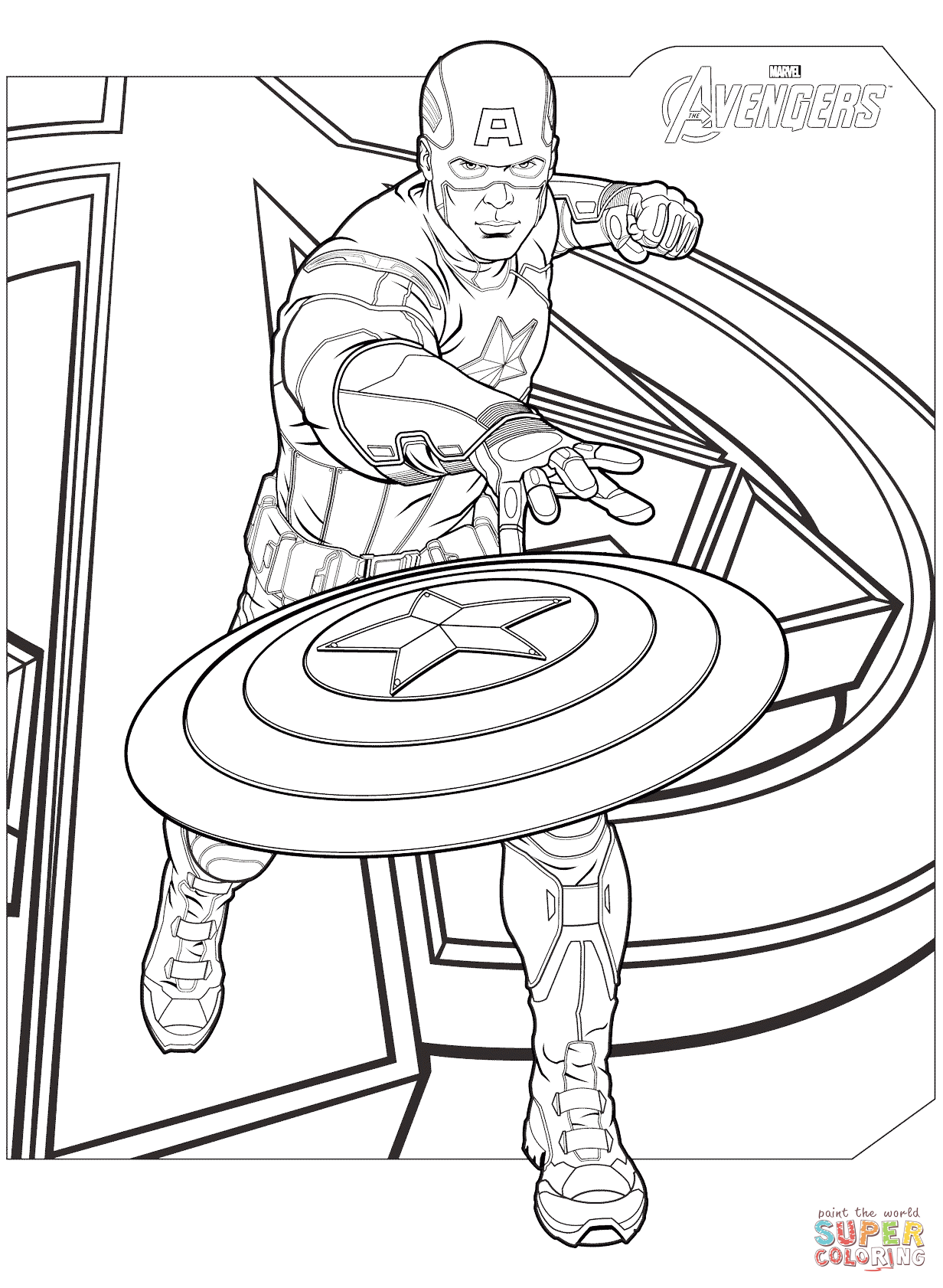Avengers Captain America coloring page | Free Printable Coloring Pages