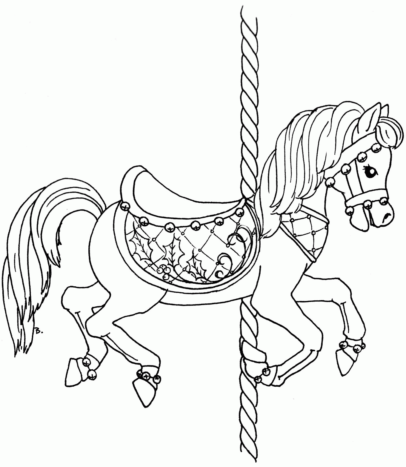 Carousel Horse Coloring Pages To Print  Coloring Home