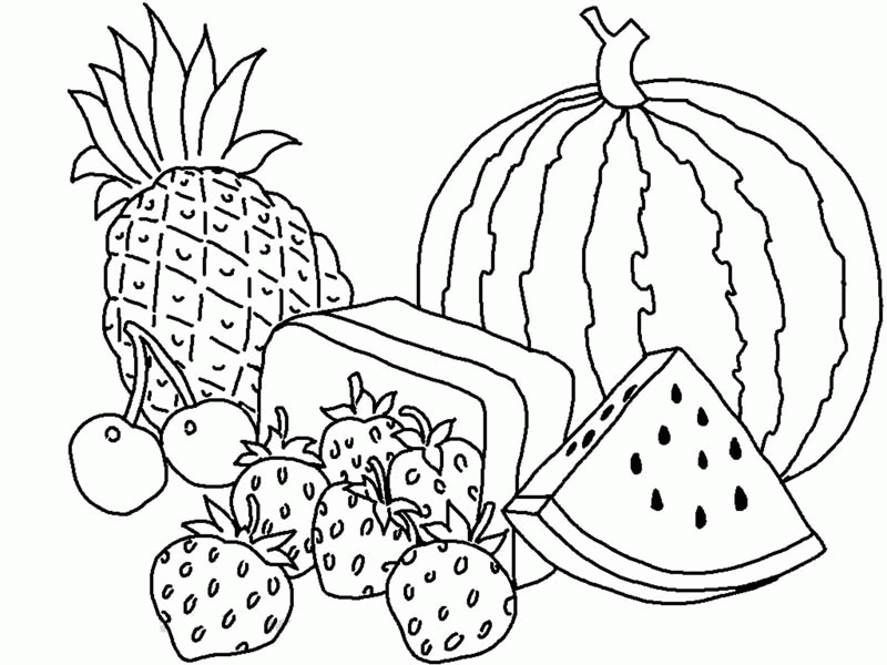 Coloring Pages Of Fruits In A Basket Coloring Home