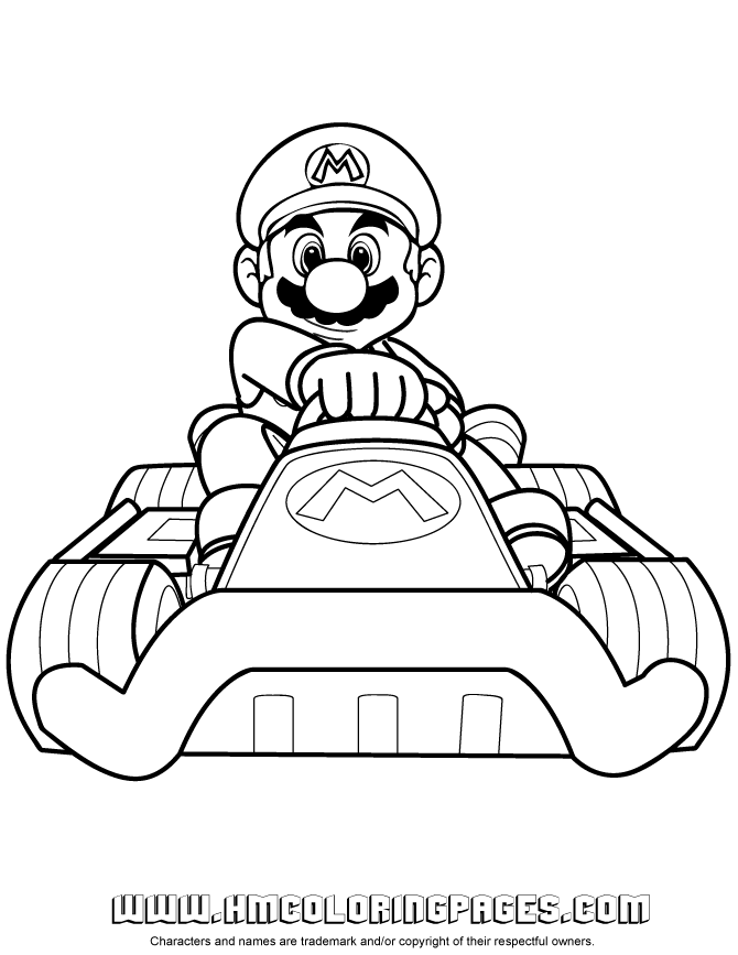 Mario Kart Luigi Coloring Page | Free Printable Coloring Pages