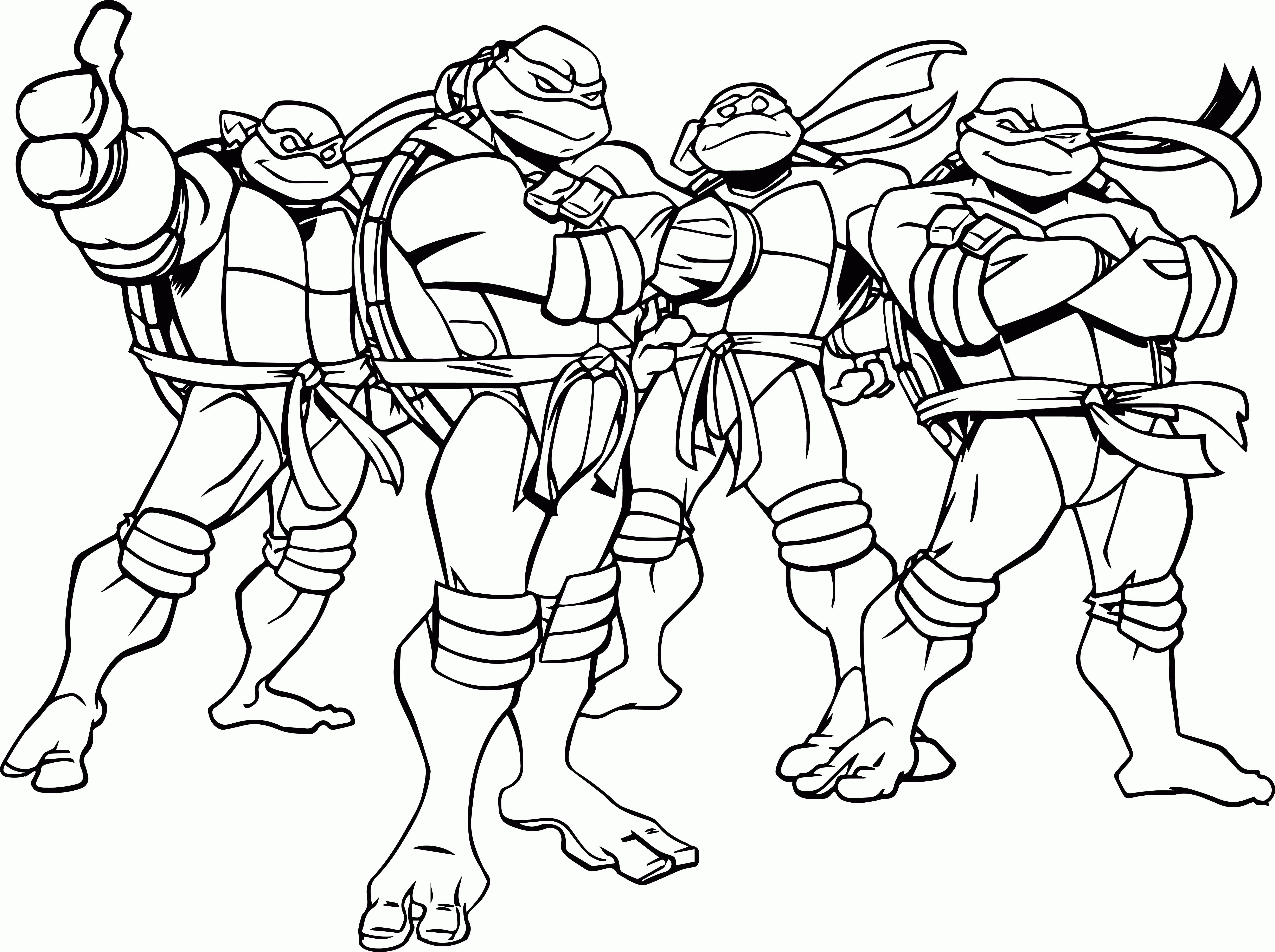 4 Ninja Turtles Coloring Page Coloring Pages For All