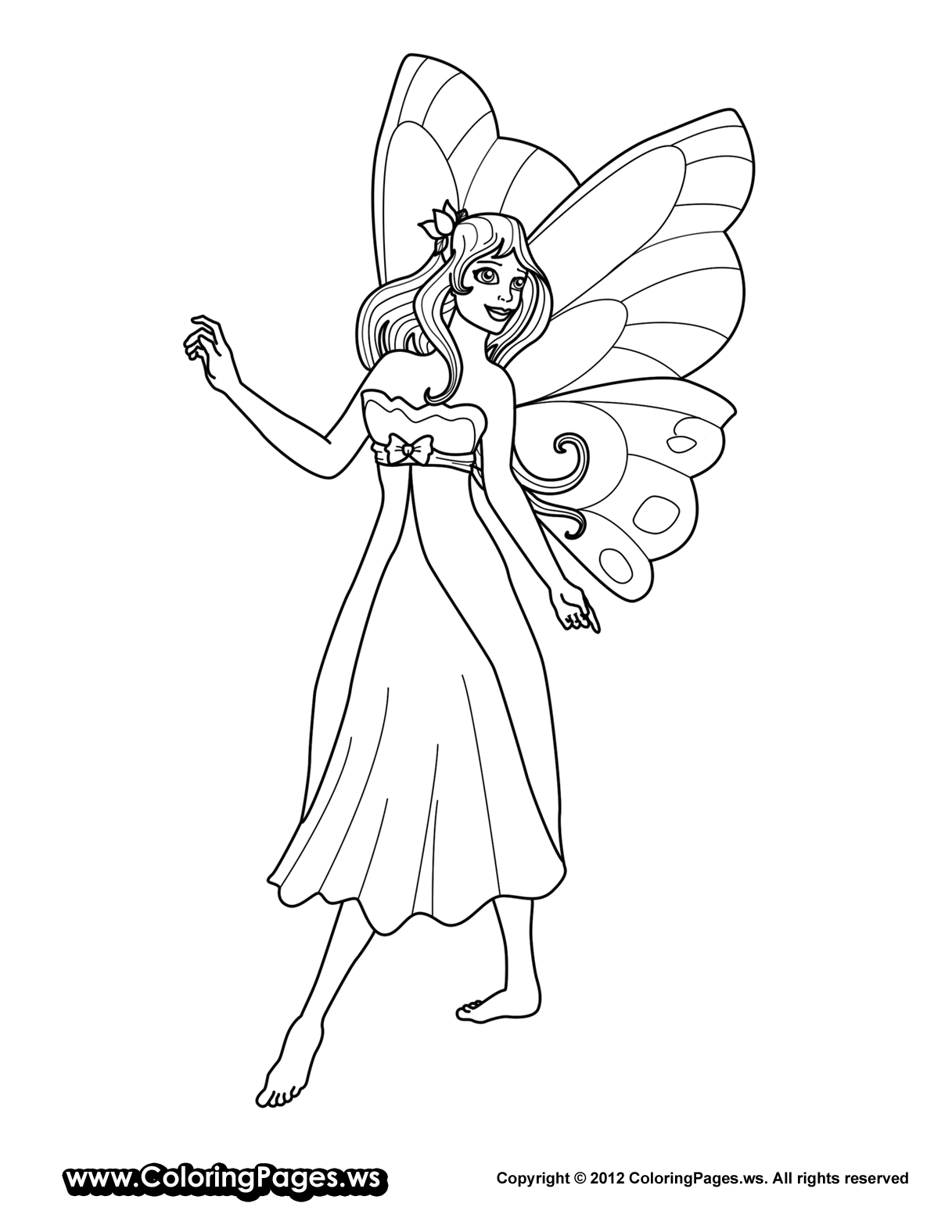 Cartoon Fairy Princess Coloring Pages for Kindergarten