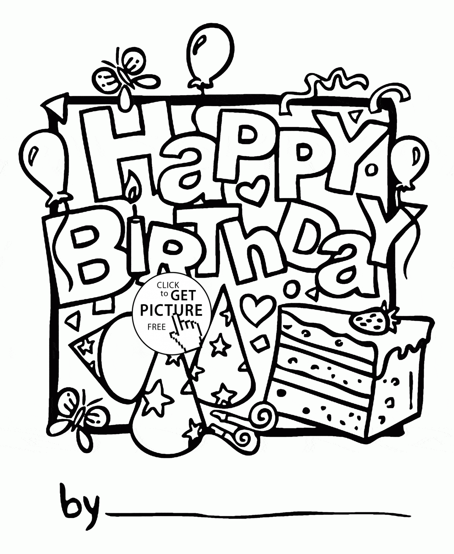 images of coloring pages for birthday cards - photo #23