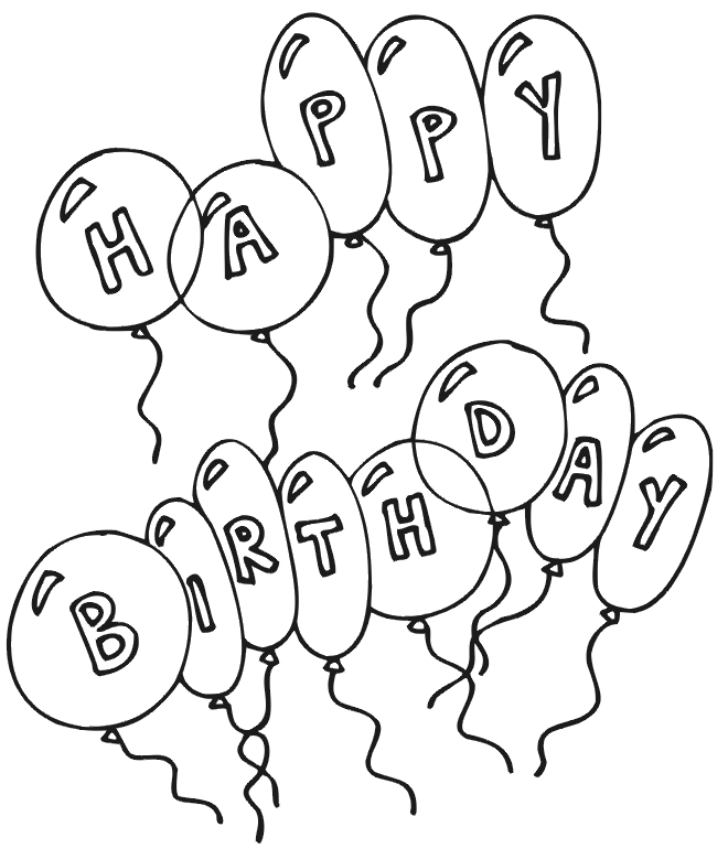 Happy Birthday Cards To Color - Coloring Pages for Kids and for Adults