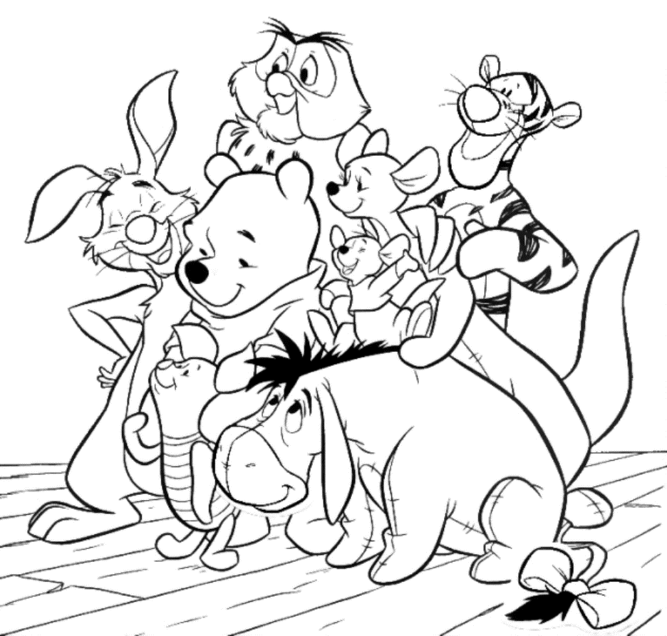 Friends And Winnie The Pooh Coloring Pages | Cartoon Coloring