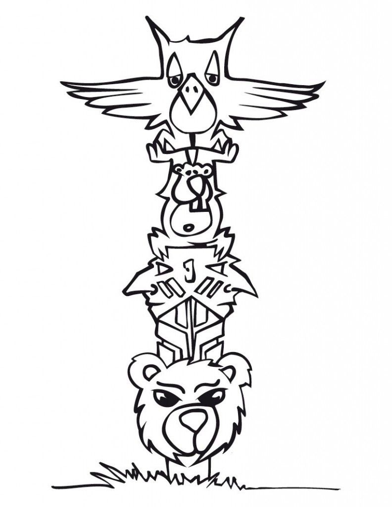 Totem Pole - Coloring Pages for Kids and for Adults