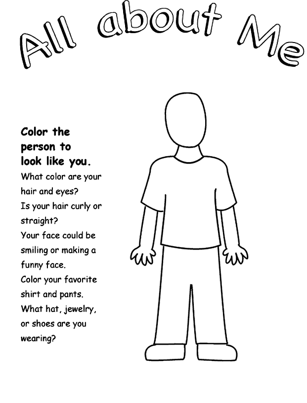All About Me Coloring Page and Activity Sheet