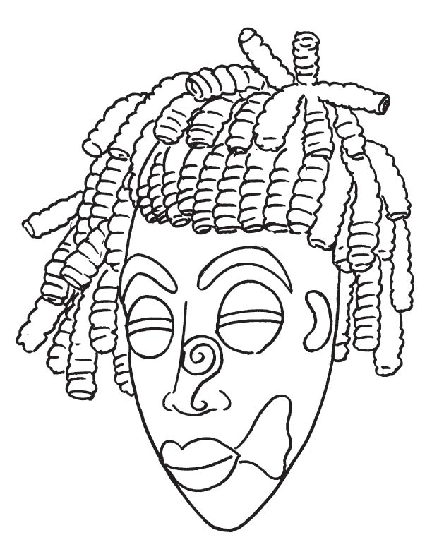 African Mask Coloring Page - Coloring Home
