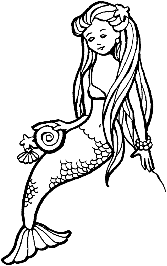 Cute Free Mermaid Coloring Pages - Coloring Home