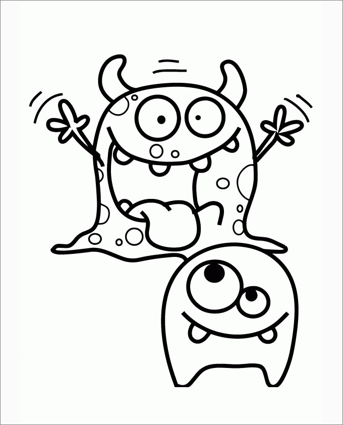 Cute Monster Coloring Page - Coloring Home