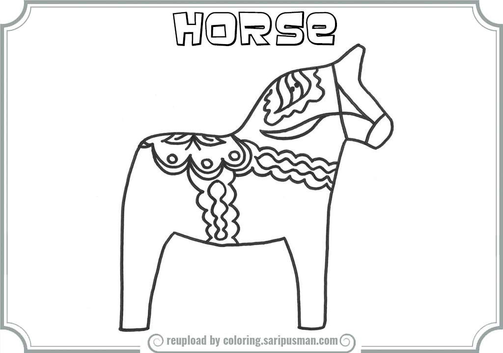Dala Horse Coloring Page - Coloring Style Pages