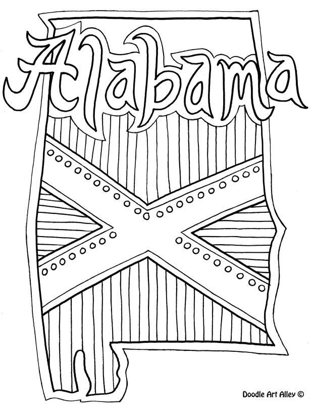 Alabama Coloring Page by Doodle Art Alley | USA Coloring Pages ...