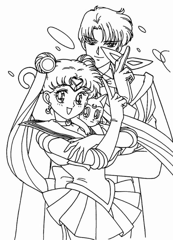 sailor moon and tuxedo mask coloring pages - photo #5