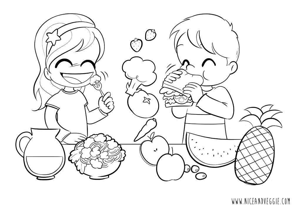 Healthy Foods Coloring Pages | Food coloring pages, Coloring pages, Coloring  pages for kids