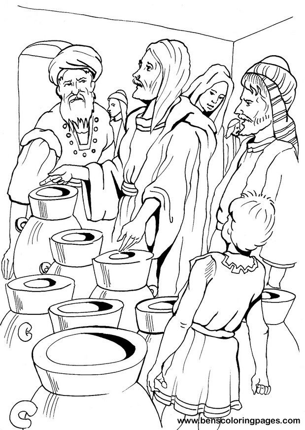 jesus turns water to wine Colouring Pages
