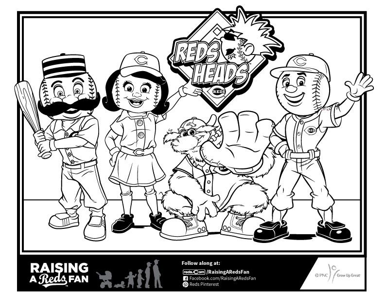 Reds Mascots coloring page | Reds opening day, Cincinnati reds, Family  magazine